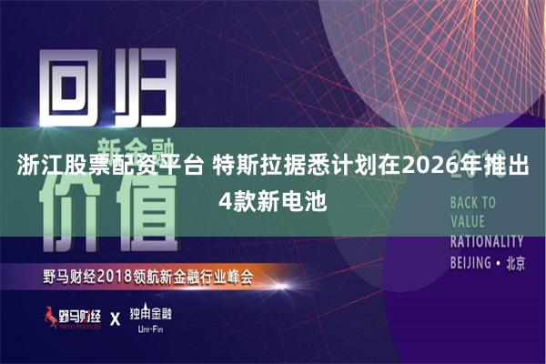 浙江股票配资平台 特斯拉据悉计划在2026年推出4款新电池
